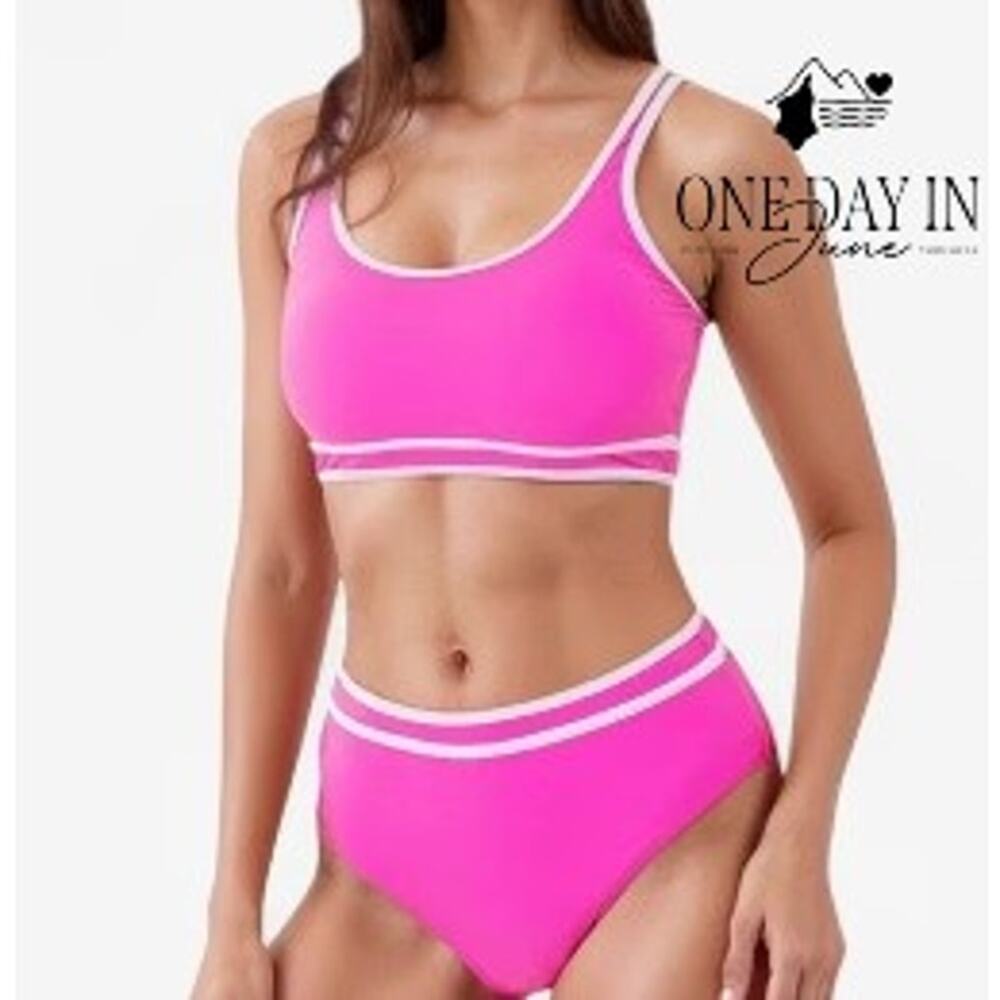 Aimage Crop Ribbed Bikini Swimsuit Size M